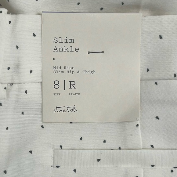 NWT a new day Cream Black Geometric Slim Ankle Mid Rise Pants Size 8 Women’s - Picture 6 of 6